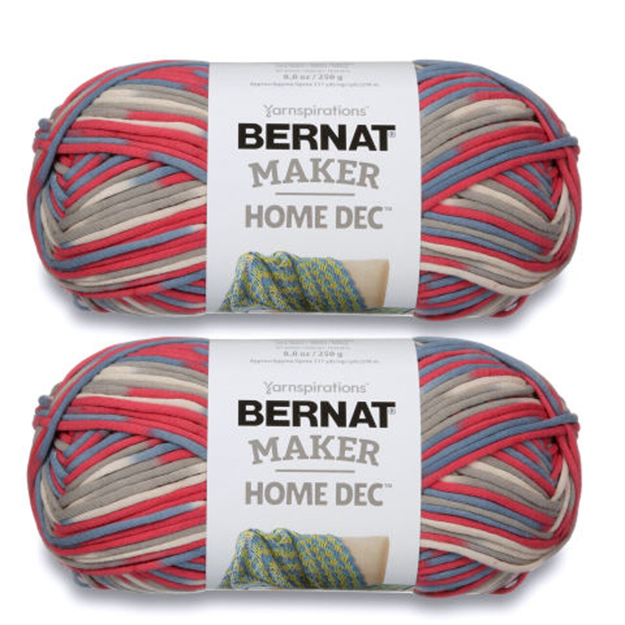 Bernat Maker Home Dec Nautical Varg Yarn - 2 Pack of 250g/8.8oz - Cotton -  5 Bulky - 317 Yards - Knitting/Crochet